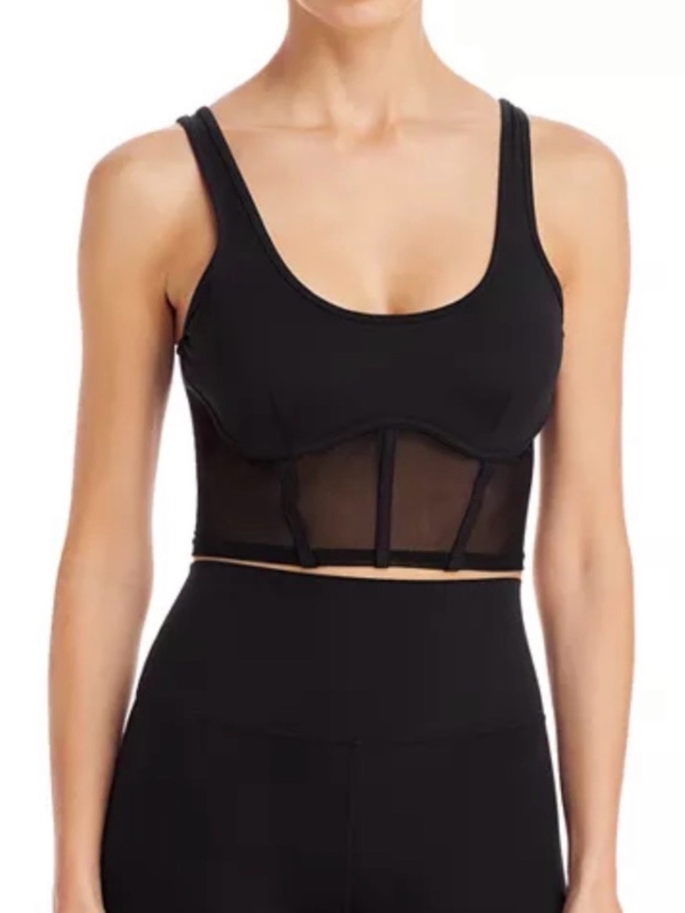 ALO YOGA Airbrush Mesh Corset Bra Tank Black small
